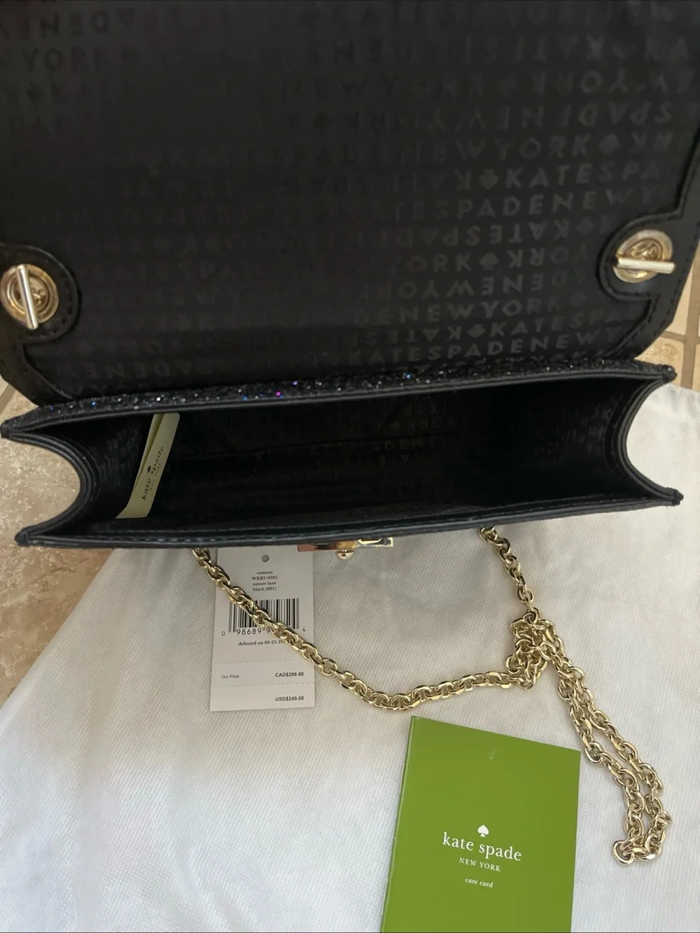 Kate Spade Sunset Lane Eden Glitter Crossbody Bag ✨ Black EUC